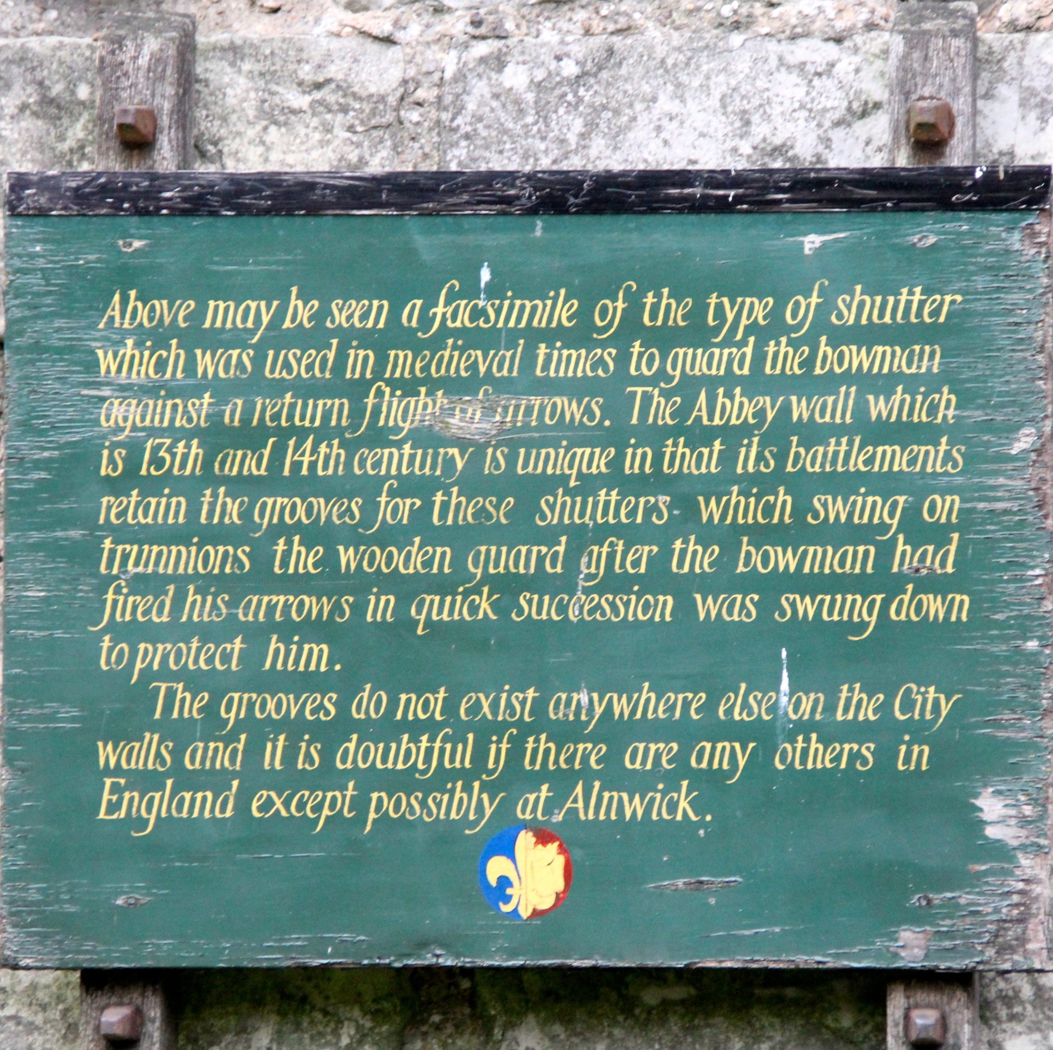 Abbey Wall Shutters Plaque