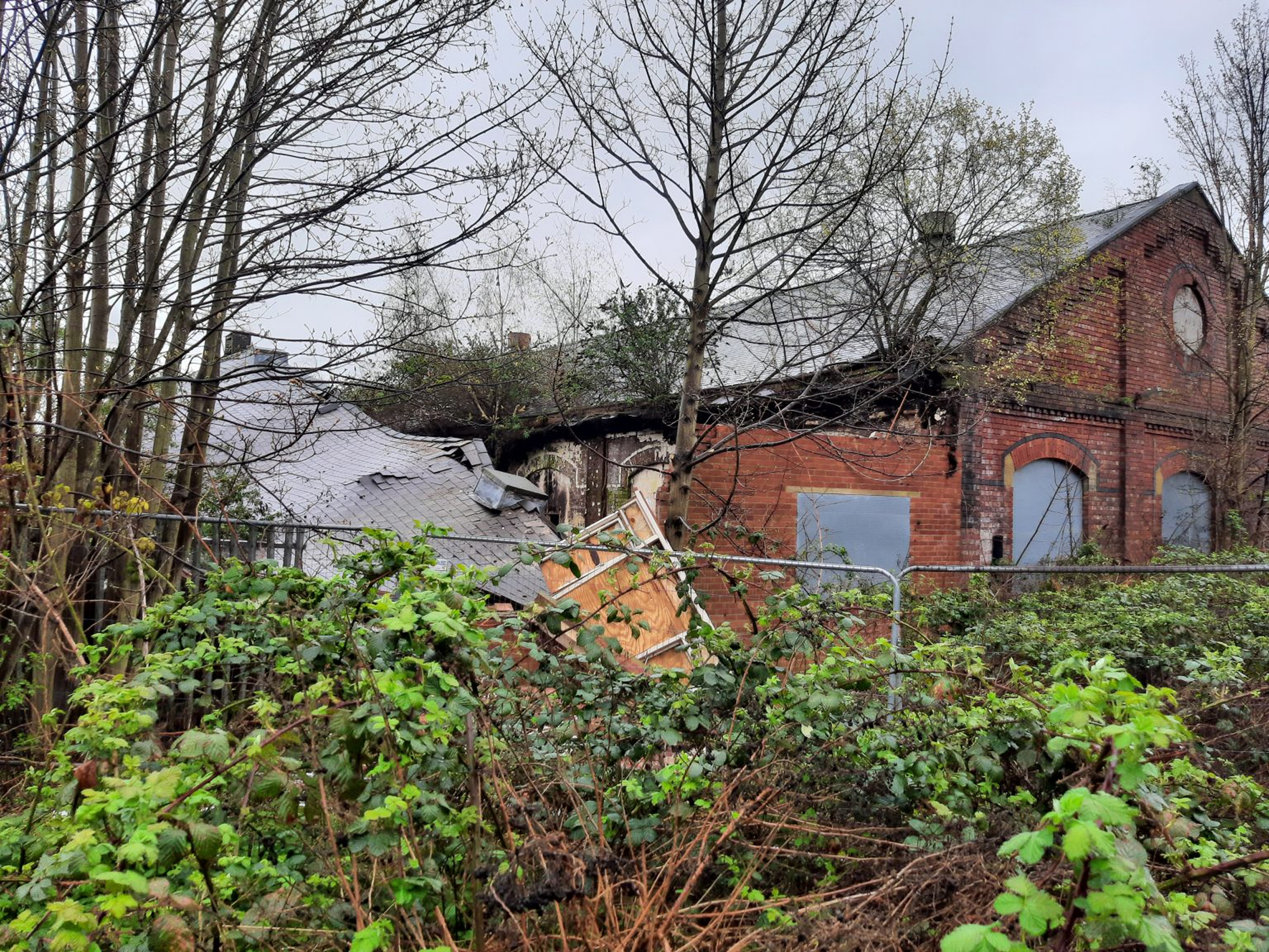 The collapsed Canteen Building, York’s former Carriage Works.